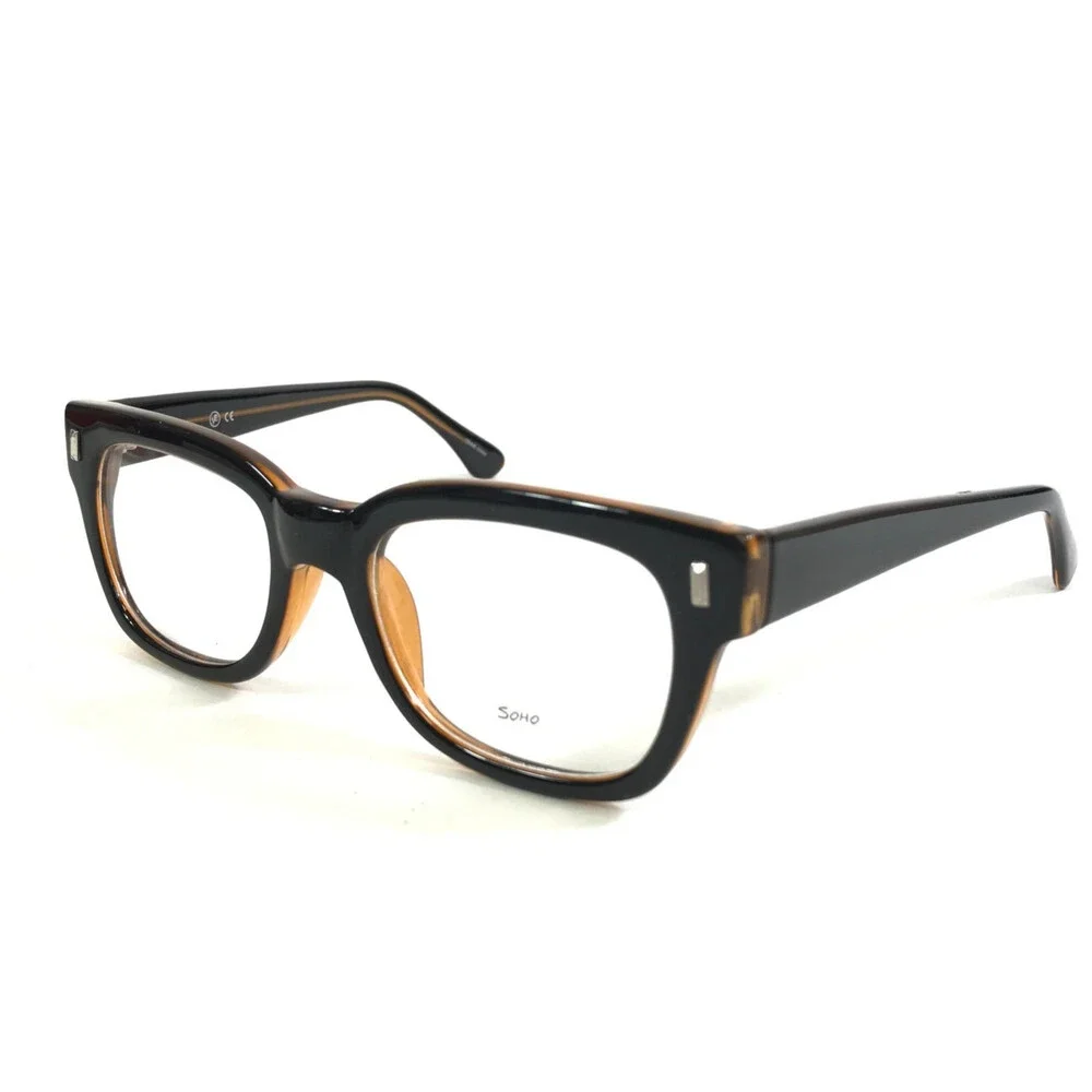Vivid Eyeglasses Frames SOHO 99 BLACK/BROWN Square Thick Rim 49-21-145